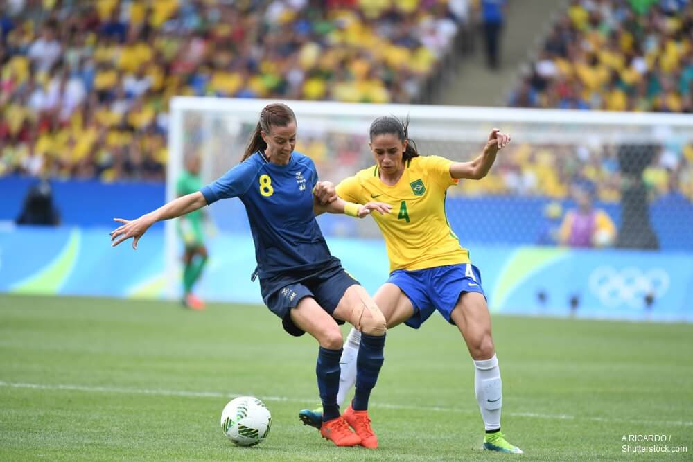Brazilian women's soccer team against the women's team of Sweden